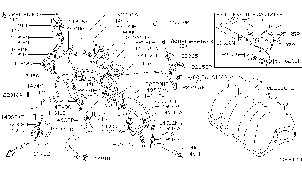 2000 Nissan Quest Engine Control Vacuum Piping