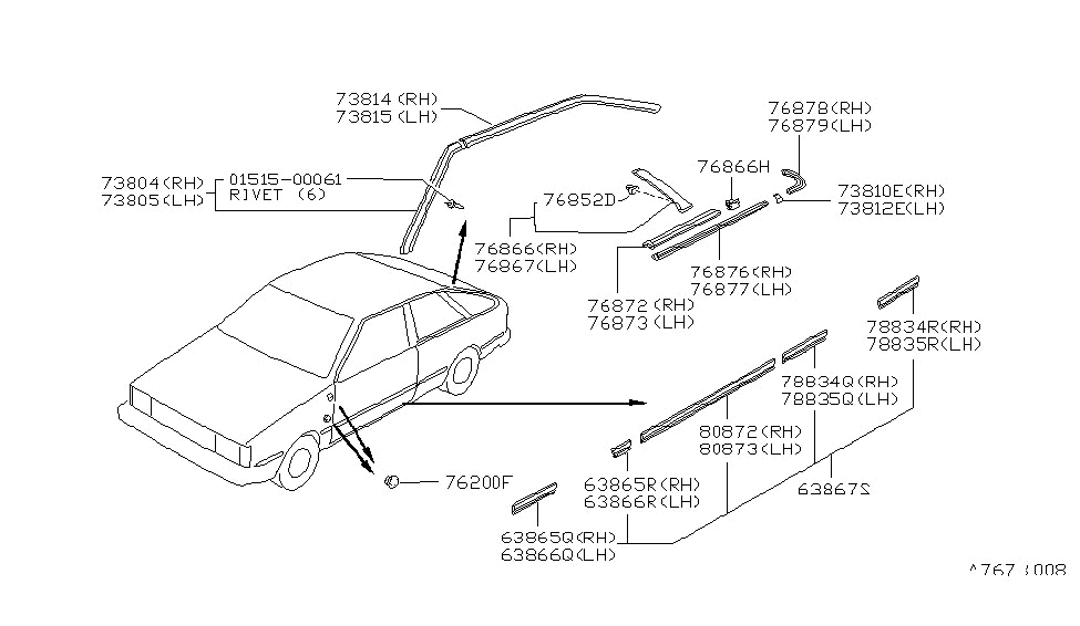 Nissan 76850-11A05 Clip