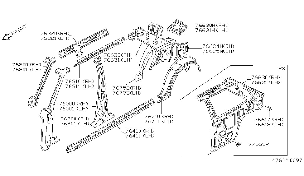 Nissan 79433-01A00 REINF P/S LH