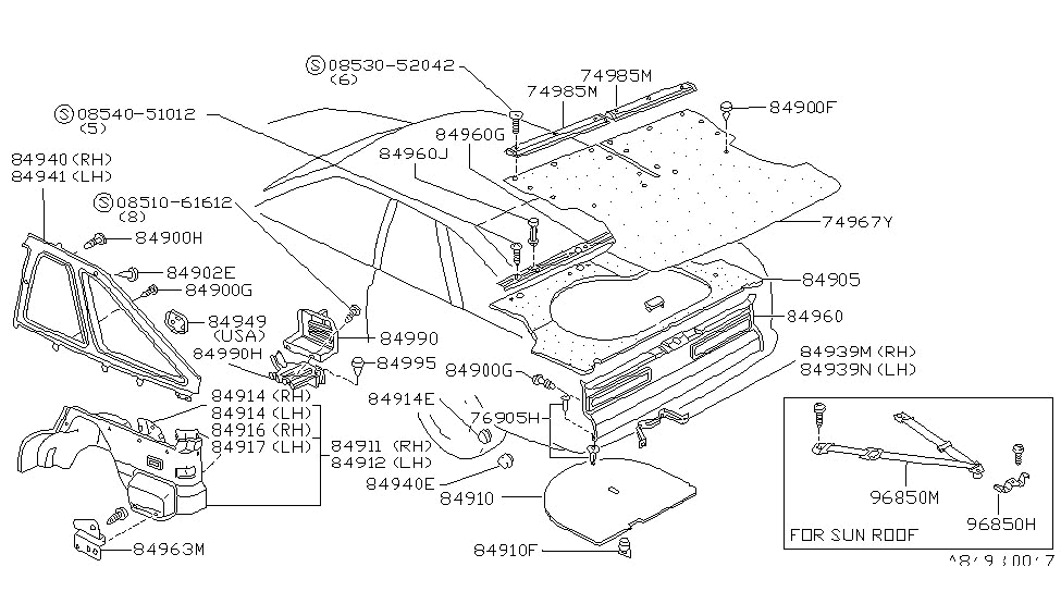 Nissan 84920-11A03 FINISHER Trunk Rear