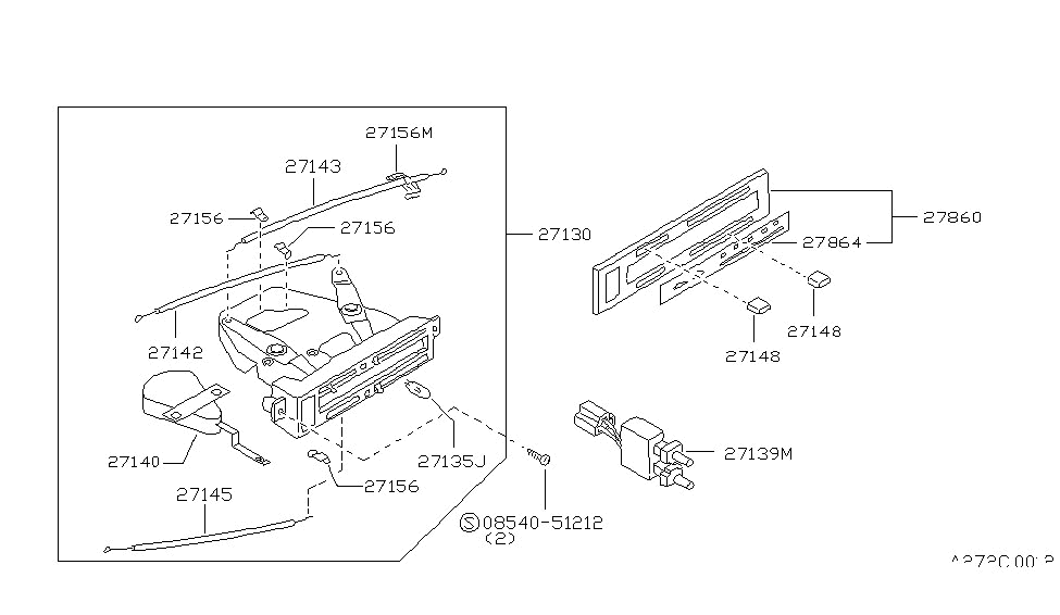 Nissan 27542-01A00 Cable Control