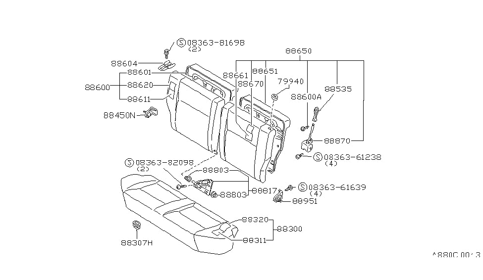 Nissan 88300-14A01 Cushion Rear Seat