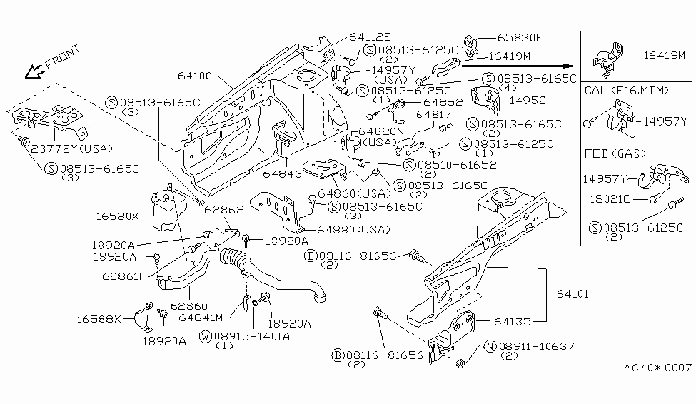 Nissan 62831-16A00 Bracket Dropping