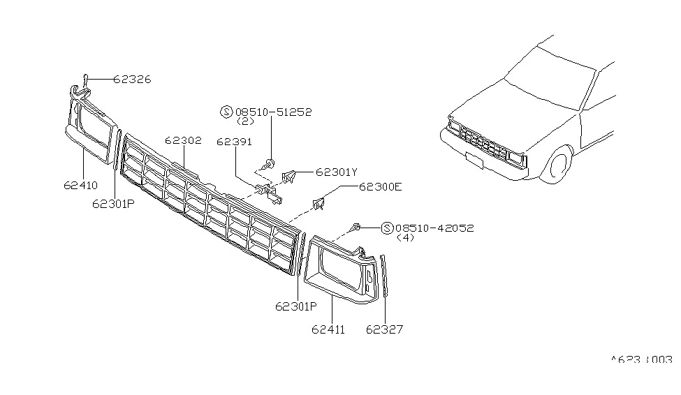 Nissan 62312-36A01 Grille-Radiator Center