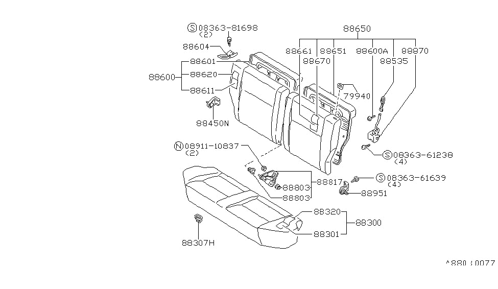 Nissan 88300-24A06 Cushion Rear Seat