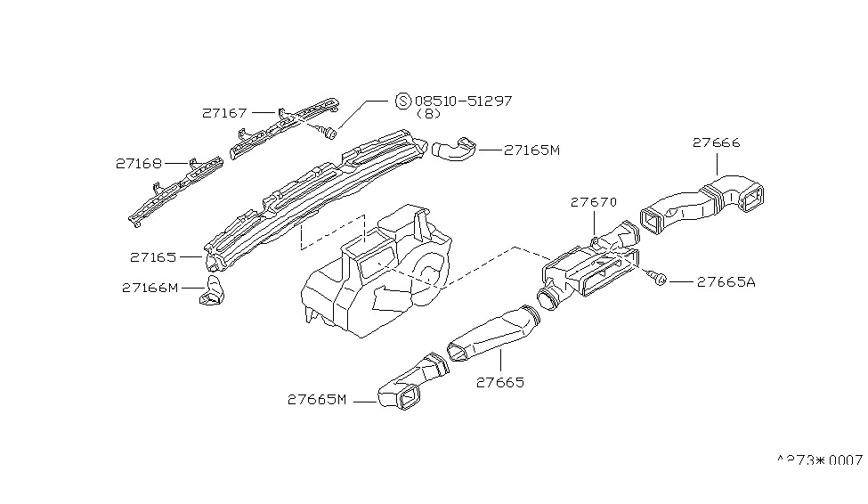 Nissan 27821-04A05 Duct Side DEMISTER