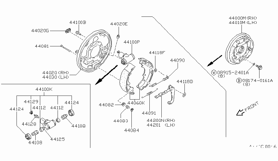 Nissan 44000-28R10 Brake Assy-Drum,Rear RH