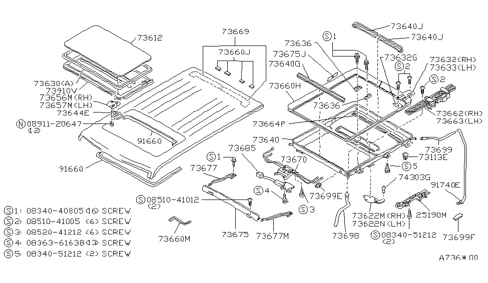 Nissan 73661-W1010 Rail Assembly SUNROOF