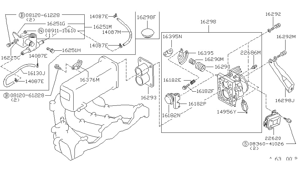 Nissan 16441-D3310 Hose Vacuum Control