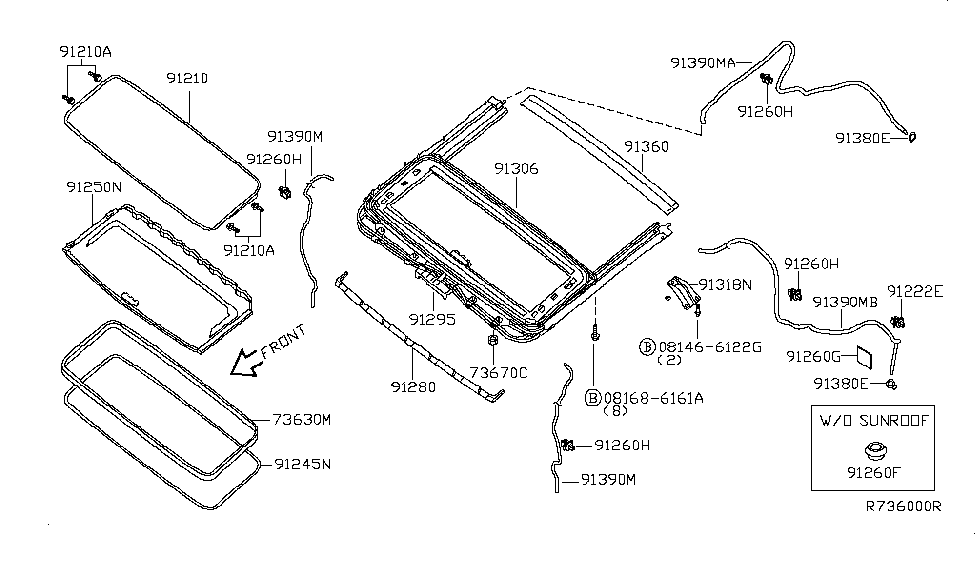 Nissan 91306-EA510 Rail Complete-SUNROOF
