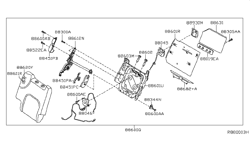 Nissan 88620-ZS45A Trim Assy-2nd Seat Back,RH