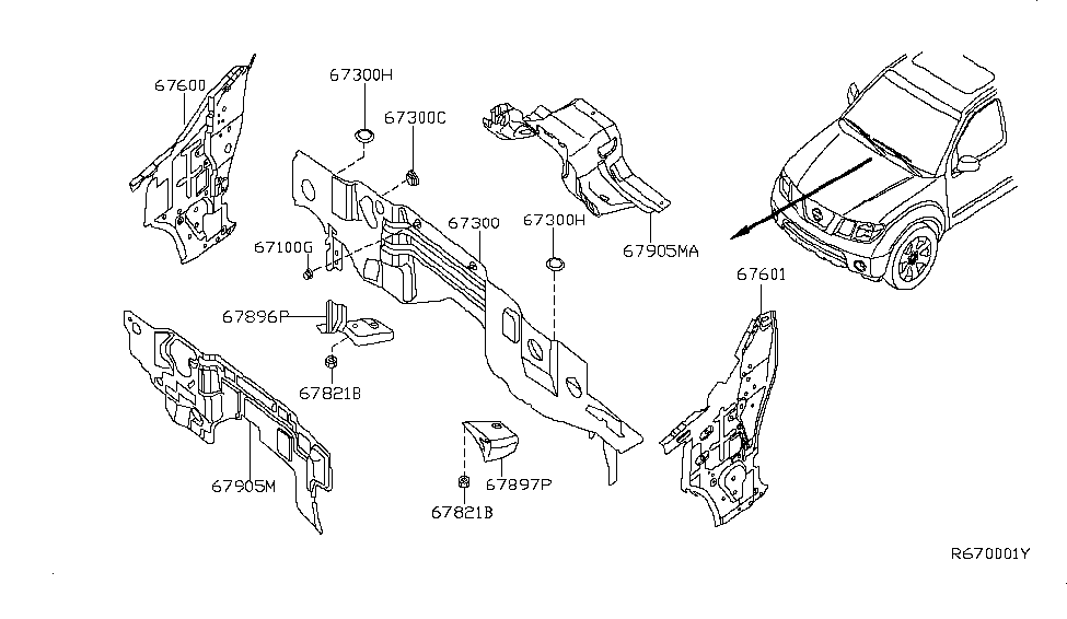 Nissan 67894-ZS30A INSULATOR-Dash Lower,Front