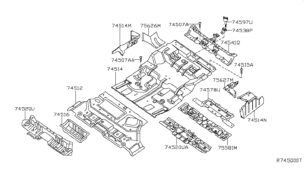 Nissan 74520-EA431 Member-Cross,2nd Seat Mounting