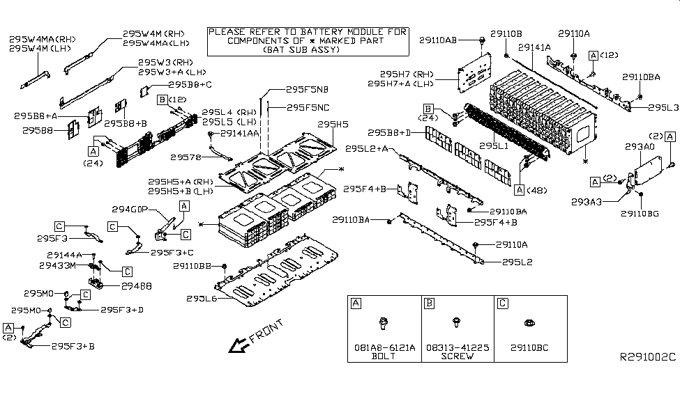 Nissan 295L2-4NP0A Bracket - Battery Mounting, Front