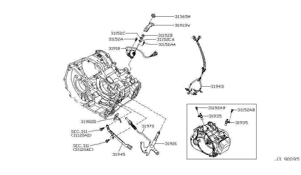 Nissan 31982-8Y000 Guide - Parking Rod