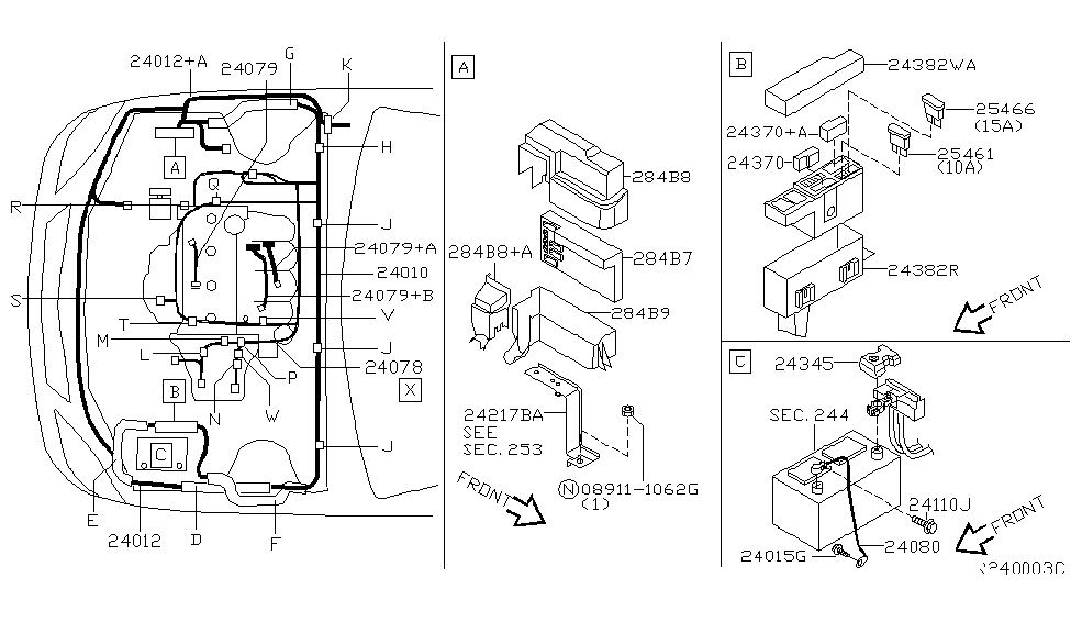 Nissan 24013-8J124 Harness-Engine Room