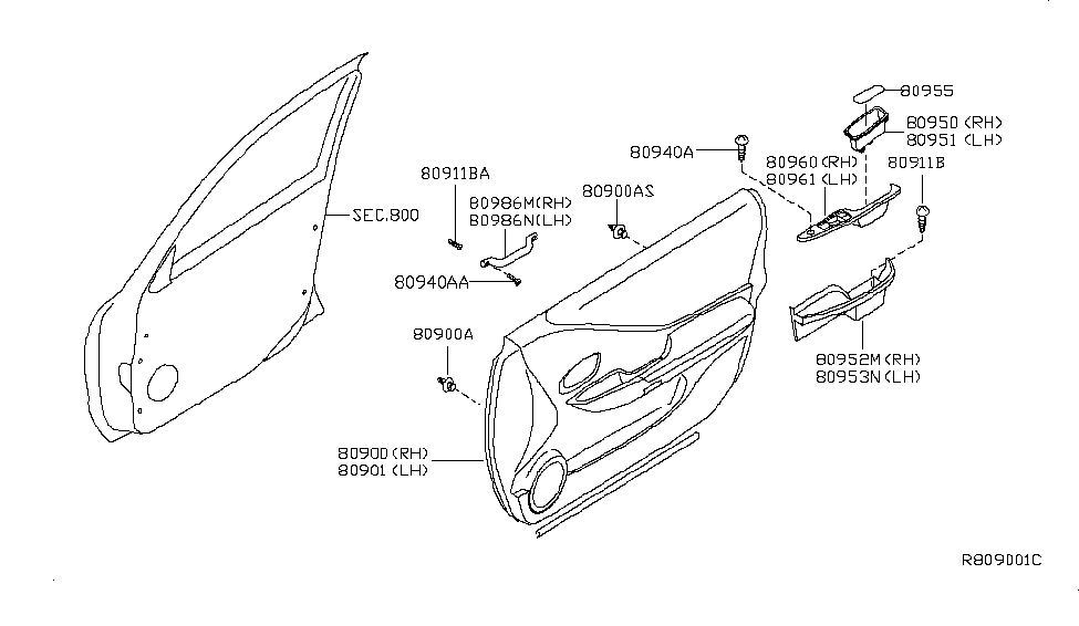 Nissan 80958-ZB000 Bracket-Door Armrest,RH Front