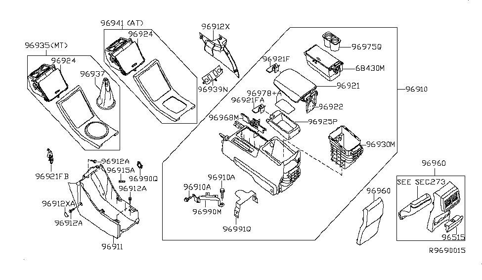 Nissan 96927-ZB20A Latch Console