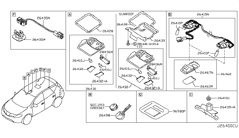 Nissan 264A0-JN20A Cover Assy-Personal Lamp