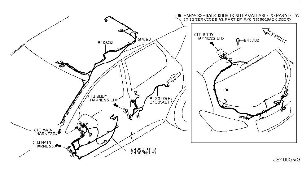 Nissan 24065-1AA0A Harness SUNROOF