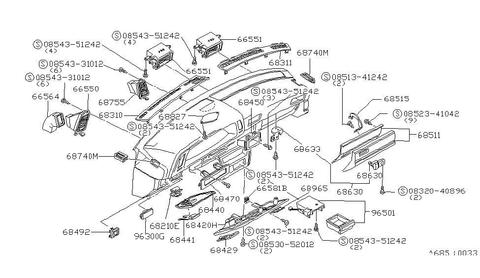 Nissan 68743-N8501 DEFROST Grille BRN