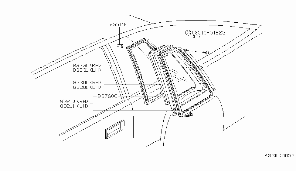 Nissan 83321-N8510 RETAINER Comp LH