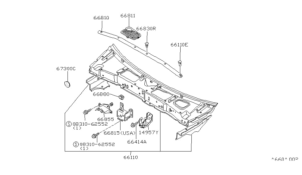 Nissan 66880-N8201 Hood Spring Support