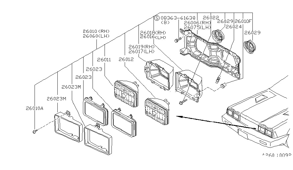 Nissan 26016-N8500 Lamp Mounting 2 L