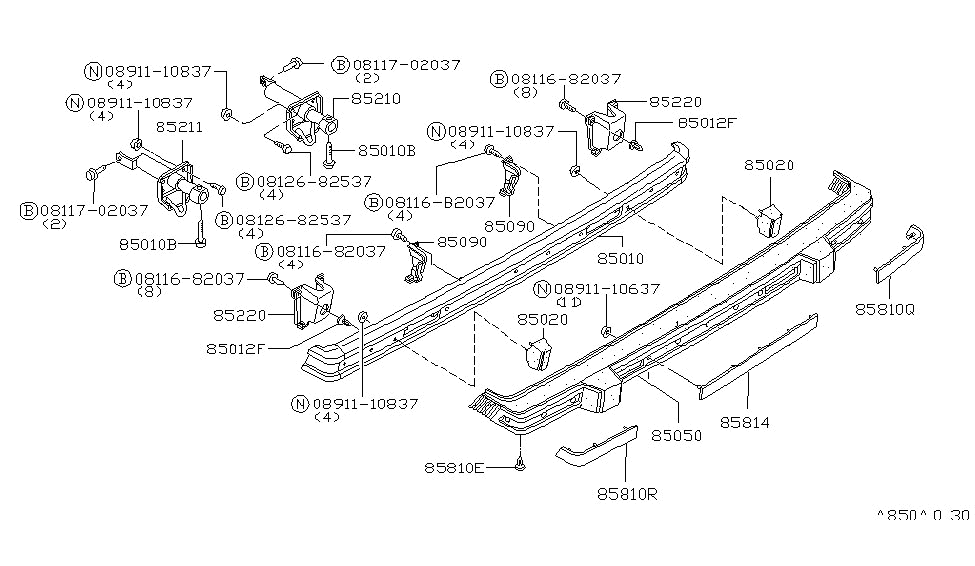 Nissan 85072-N8500 MOULDING Rear Bumper