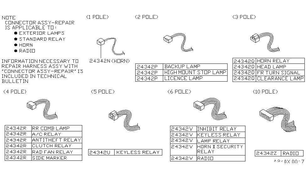 Nissan B4344-41B04 Connector Assy-Harness Repair,4P