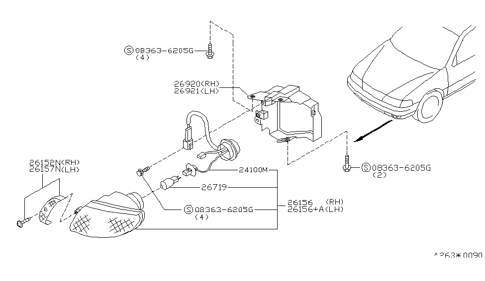 Nissan 26152-1M300 Rim-Fog Lamp