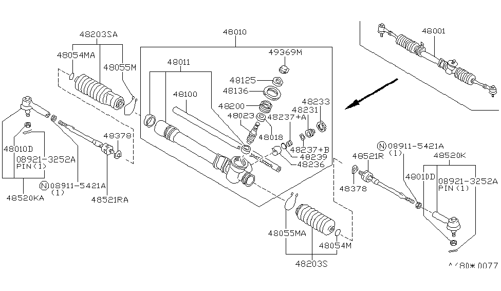 Nissan 48100-0M000 Rack-Steering Gear