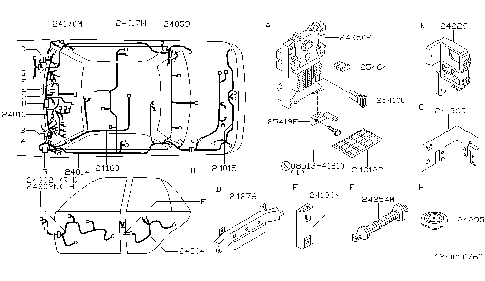 Nissan 24170-4B000 Harness-Air Bag,Room