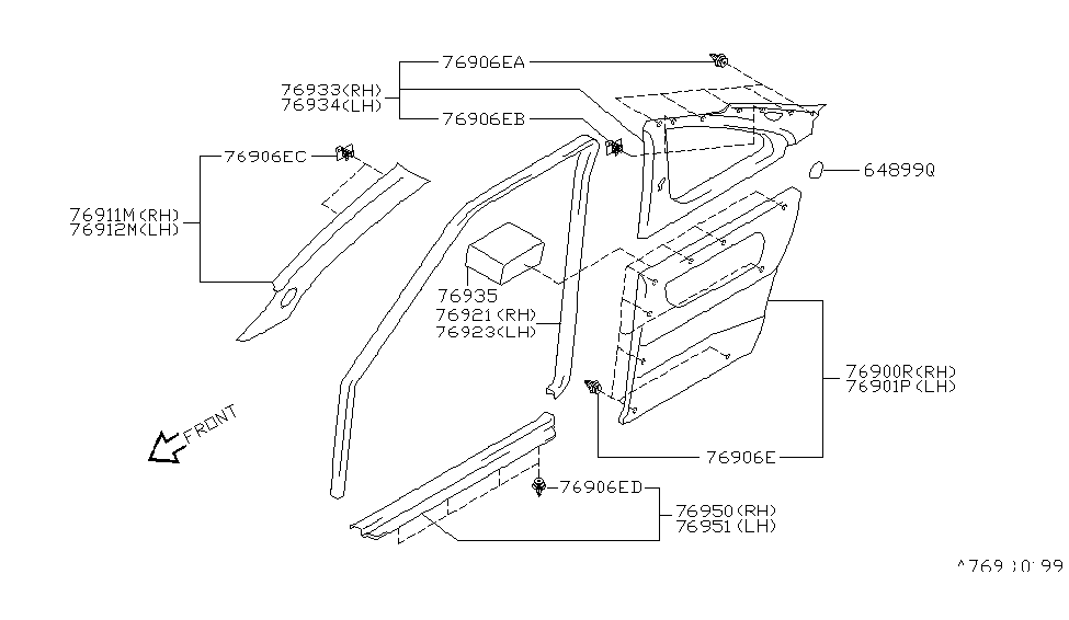 Nissan 76996-1M700 Pad-Rear Pillar