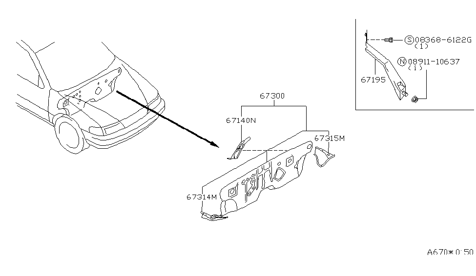 Nissan 67315-1M230 Patch-Dash Lower,LH