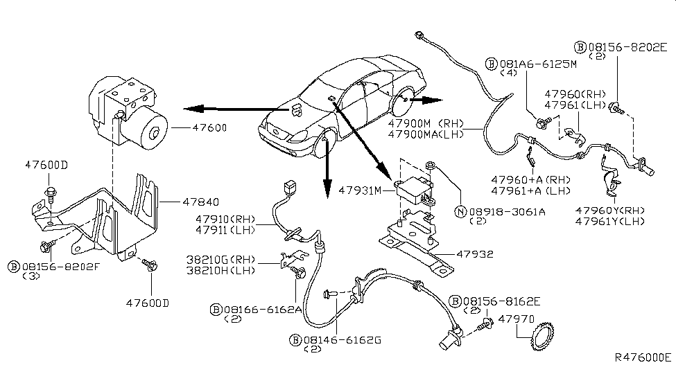 Nissan 47961-8J010 Bracket-ANTISKID Sensor,LH