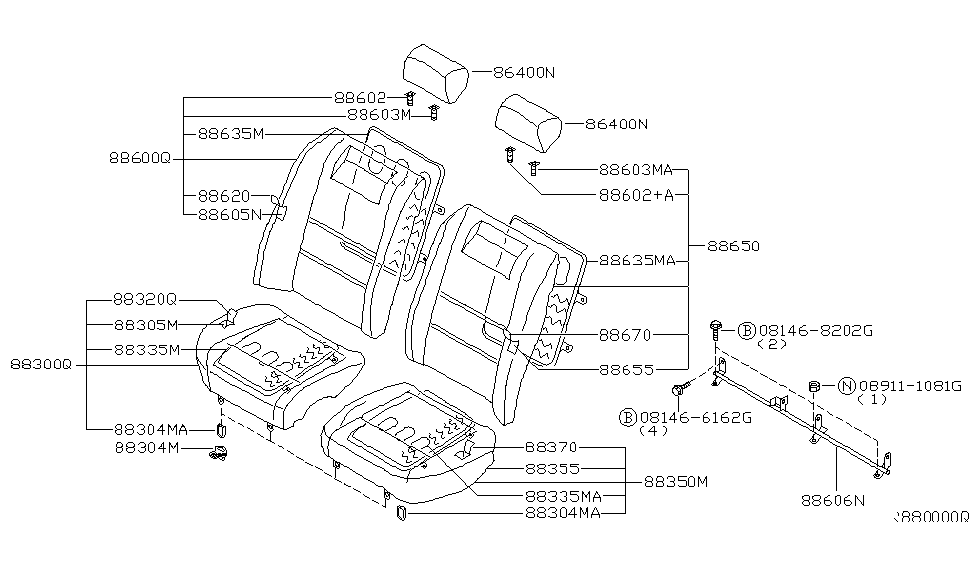 Nissan 88335-7Y460 Heater Unit Assembly-Rear Seat Cushion