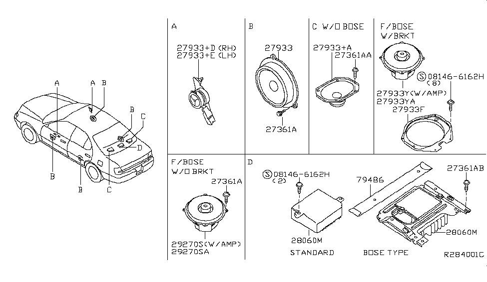 Nissan 28130-ZA44A Rear Left & Right Speakers Set