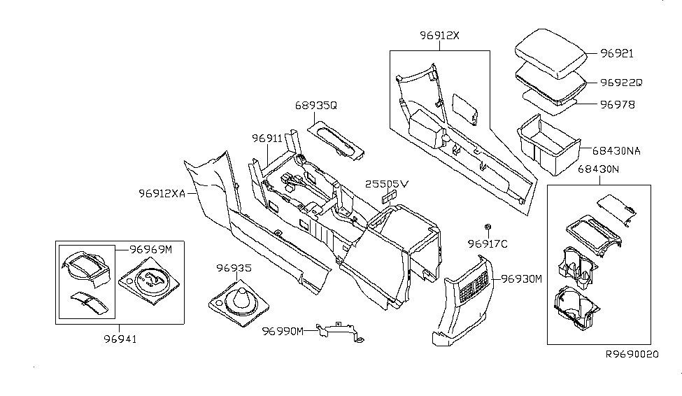 Nissan 96922-7Y00A Cover-ARMREST