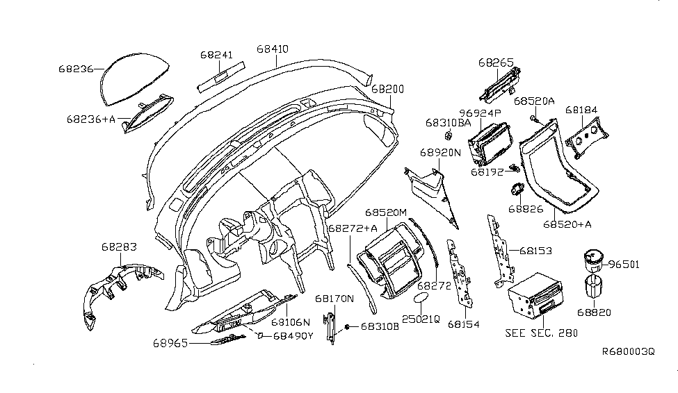 Nissan 68262-ZK30A Clip-Instrument Front