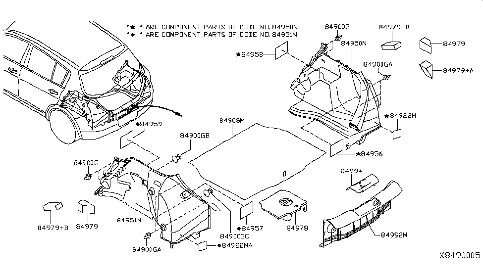 Nissan 84979-EL02A SPACER-Luggage Side Lower,L