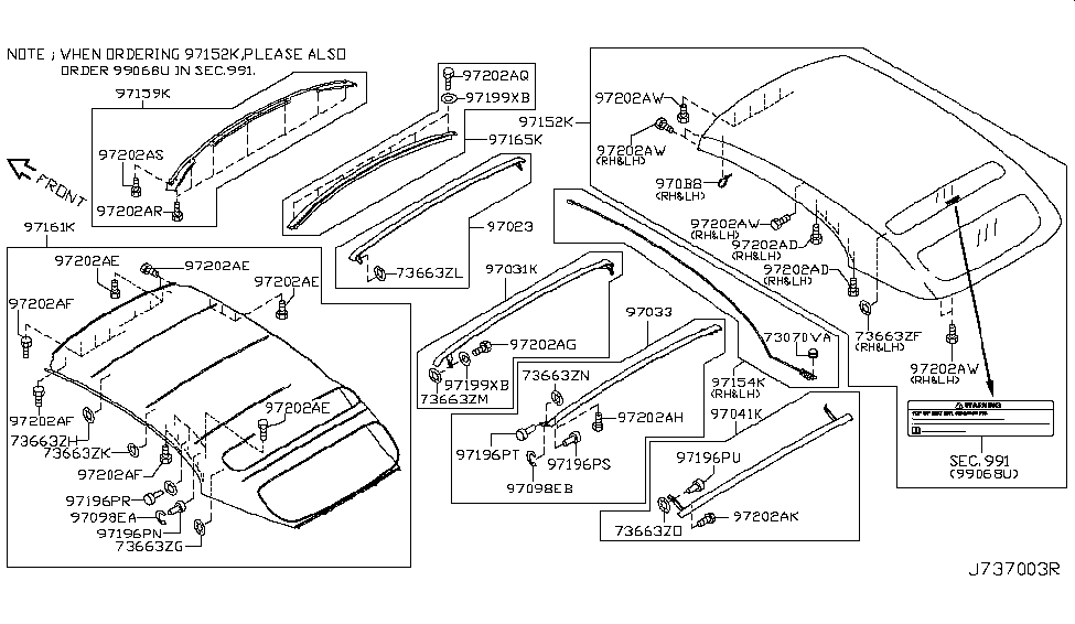 Nissan 970B8-1GR0A Band-Folding Roof