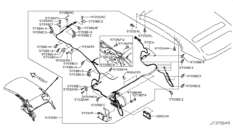 Nissan 24068-1GR0A Harness-Roof