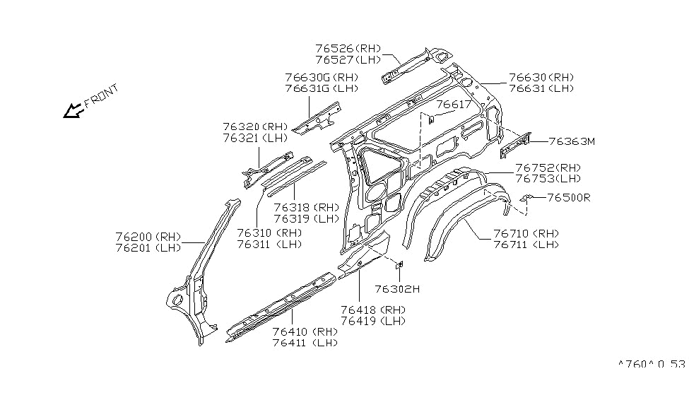 Nissan 76419-41G00 Extension-SILL Outer LH