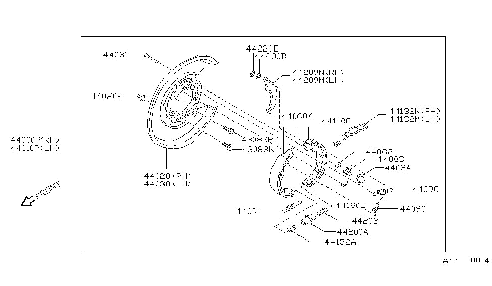 Nissan 44000-32G10 Brake Assembly-Parking Rear RH