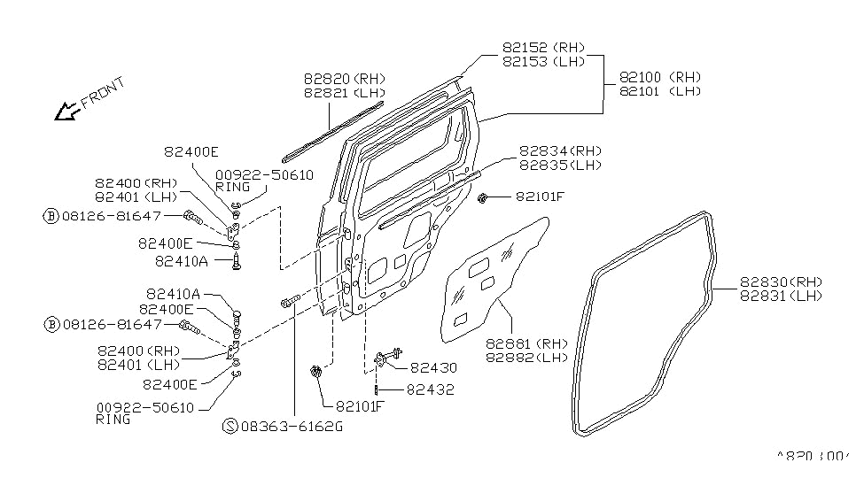 Nissan 82100-83G35 Door-Rear,RH