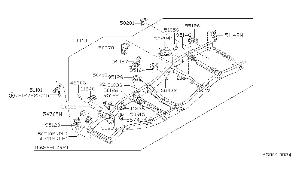 Nissan 51052-41G00 GUSSET-Cross Member RH