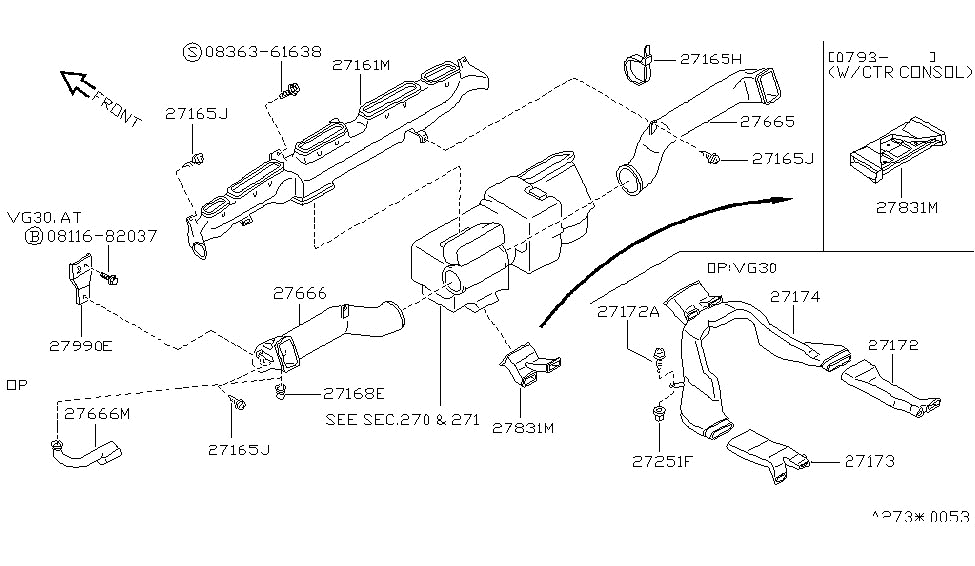 Nissan 27876-01G00 Bracket Duct