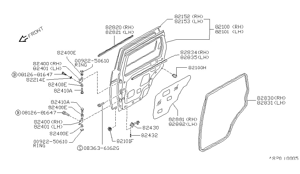 Nissan 82100-99G30 Door Rear RH