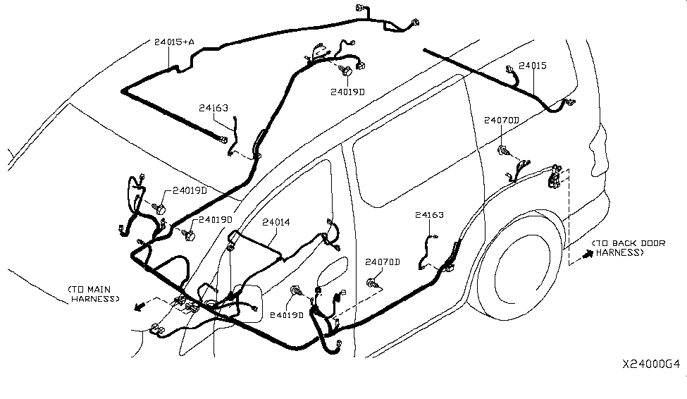 Nissan 24025-4AJ0A Harness-Tail